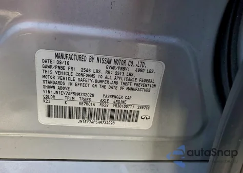 2017 Infiniti Q50 Premium z USA, uszkodzony, nr VIN JN1EV7AP5HM732028